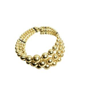 Triple-Strand Faux Pearl Bracelet With Graduated Beads Elegant Design